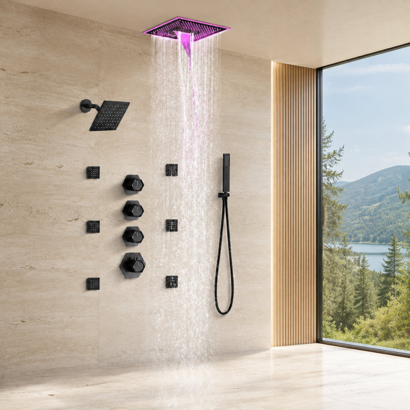 Shower Faucet with Rough in-Valve, Matte Black
