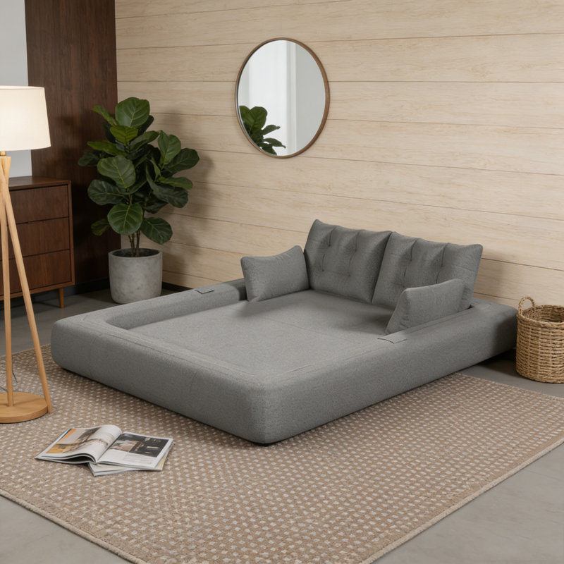 78.7" Multi-Functional Foldable Sofa Bed, Grey