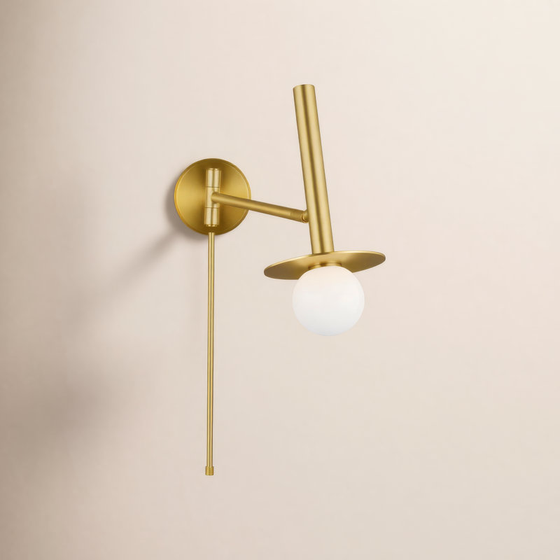 Nodes 1 - Light Swing Arm, Burnished Brass, 23.63" H x 6" W x 18.75" D