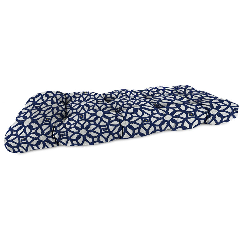 Sunbrella 44" x 18" Contoured Outdoor Wicker Bench Cushion, Luxe Indigo