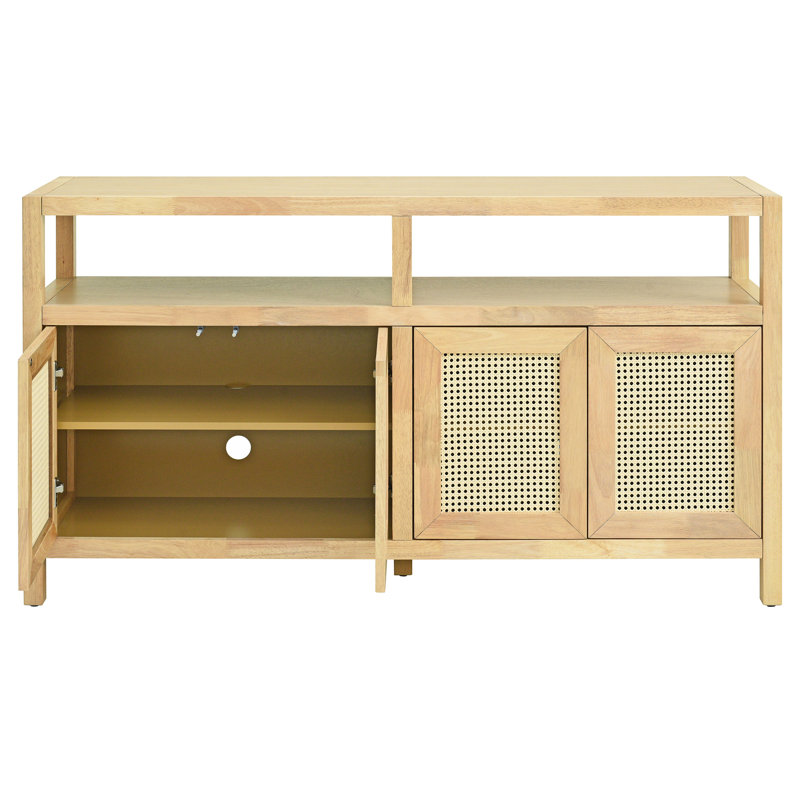 Buffet en placage de bois naturel, 3 réglages de hauteur de la tablette, aucune ouverture par pression, armoire de rangement moderne de style bohémien, placage de frêne, flexibilité, mécanisme, solution