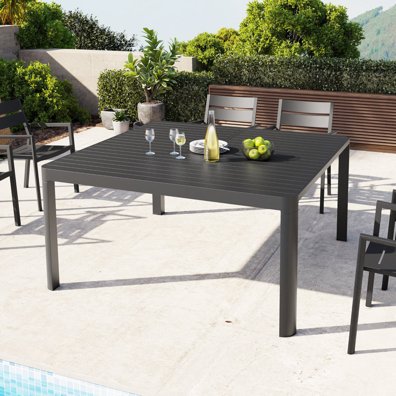 58.6"L Square Aluminum Extendable Patio Dining Table