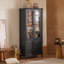 Armoire vitrée 73,3 "de style médiéval moderne, placard en bois massif avec 2 portes en verre trempé et 4 tablettes réglables