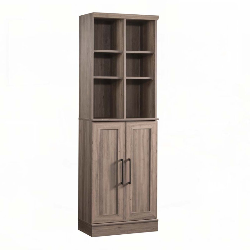 Grande armoire de rangement 71,42 "Farmhouse, Noir, Gris brun