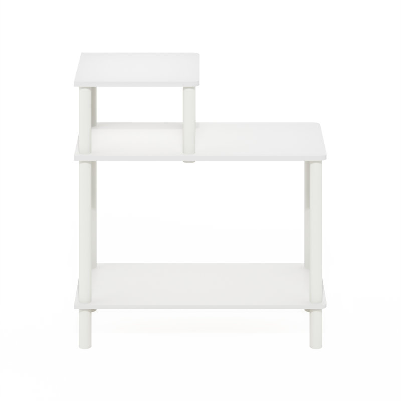 Creekside 3-Tier Rectangular Sofa Side Table, End Table with Open Shelves, White