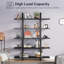 Bibliothèque 70 po x 70,07 po vintage à 5 niveaux de style industriel noir pour la maison et le bureau-122821412