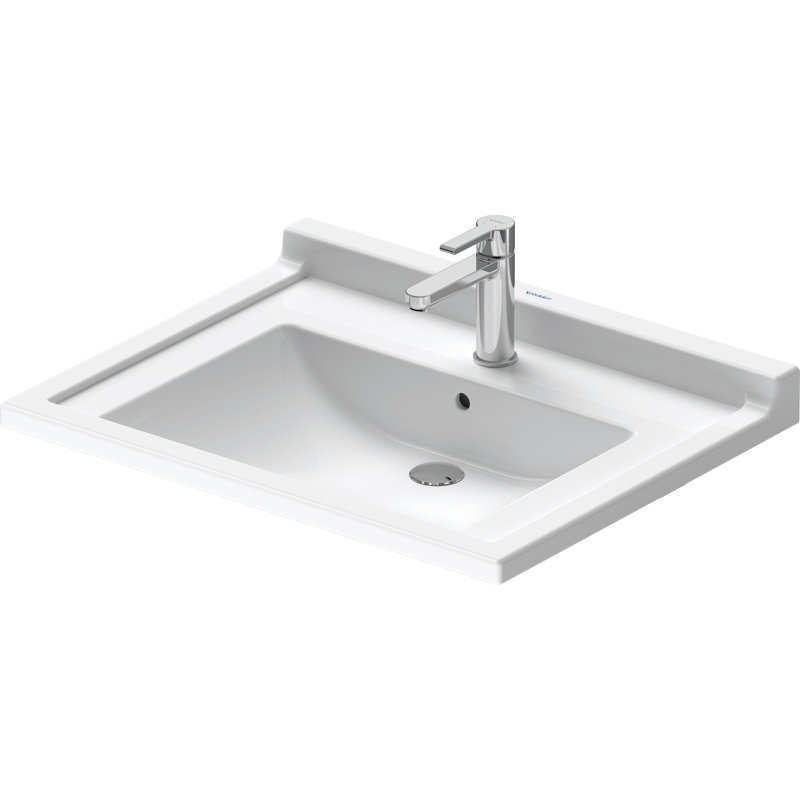 Lavabo de salle de bain mural en céramique avec trop-plein Duravit Starck 3, Trois trous