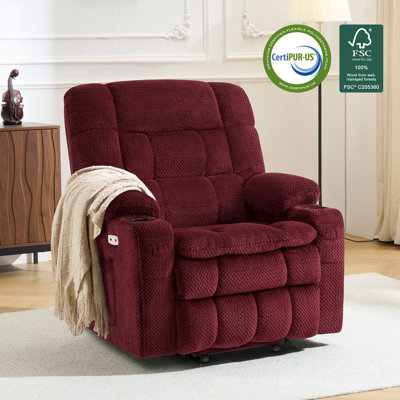 Small Dual Motor Power Recliner Lift Chair Infinite Position, Heat and Vibration Massage, Fabric