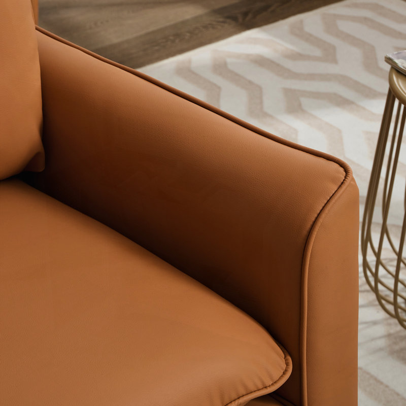 Fauteuil d'appoint en similicuir, fauteuil Clue, Brun