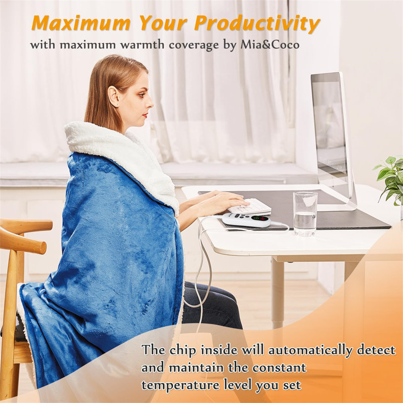 Heated Throw Blanket, Light Blue