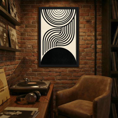 Abstract Abstract Geometric Lines Curved Shapes Black And Cream