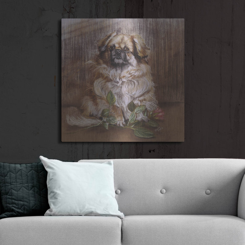 «Tibetan Spaniel 1» par Barbara Keith, art mural en métal, H 36 po x l 36 po