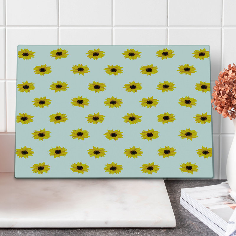 Ambesonne Yellow Cutting Board Large Size Sunflower Pattern Nature Yellow