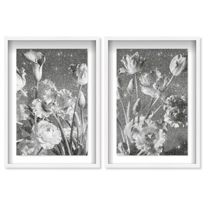Botanique Noir Set Shadowbox Floral & Botanical Print by Oliver Gal, Black Frame, 10 x 15