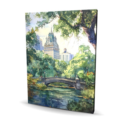 Château turquoise, toile - Élégante œuvre d'art décorative