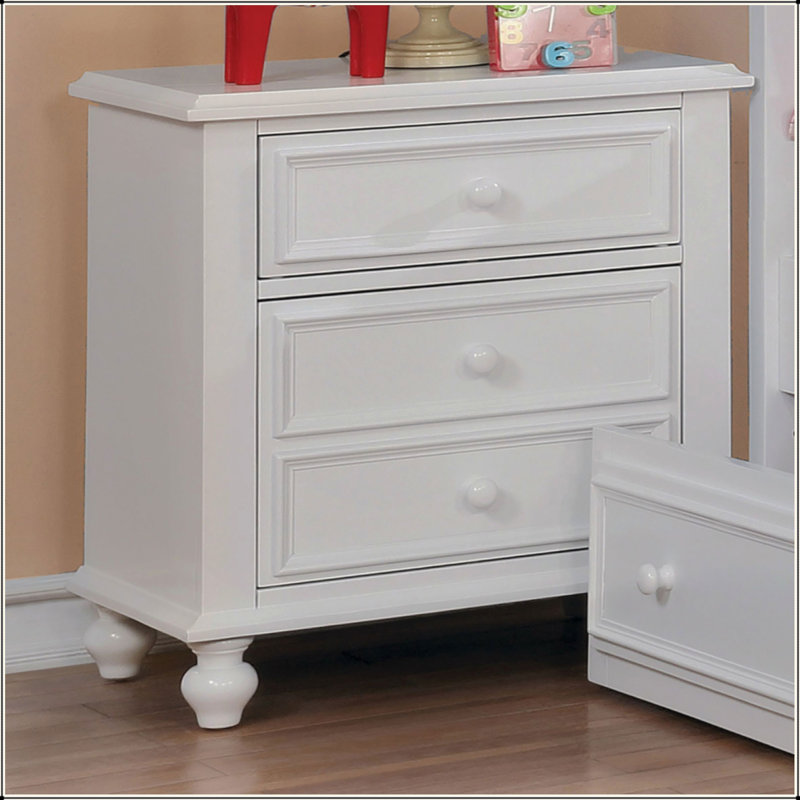 Table de chevet en bois avec 2 tiroirs, blanc