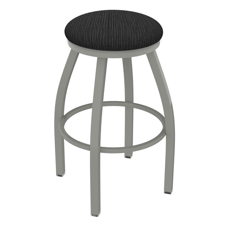 Cragin Swivel Upholstered Counter Stool, Anodized Nickel, Fabric-Graph Coal, Bar Stool (30” Seat Height)