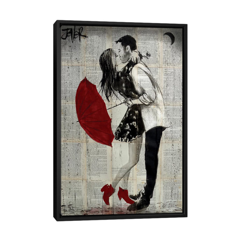 «Never Mind The Rain», reproduction sur toile, H 26 po x l 18 po x P 1,5 po, Toile avec cadre noir, Pas de tapis