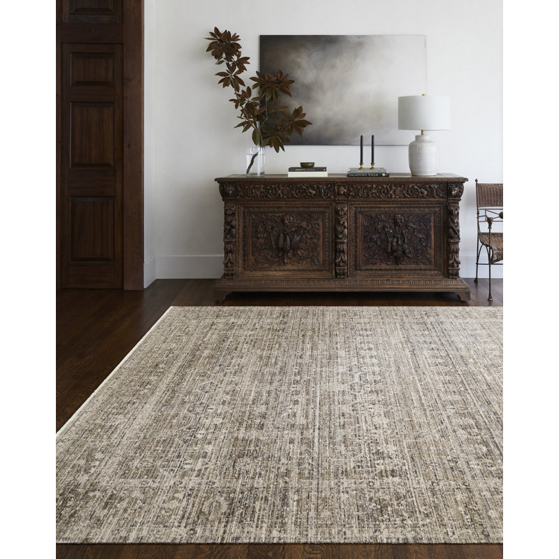 Margaret Gray and Brown Rectangular Washable Synthetic Rug