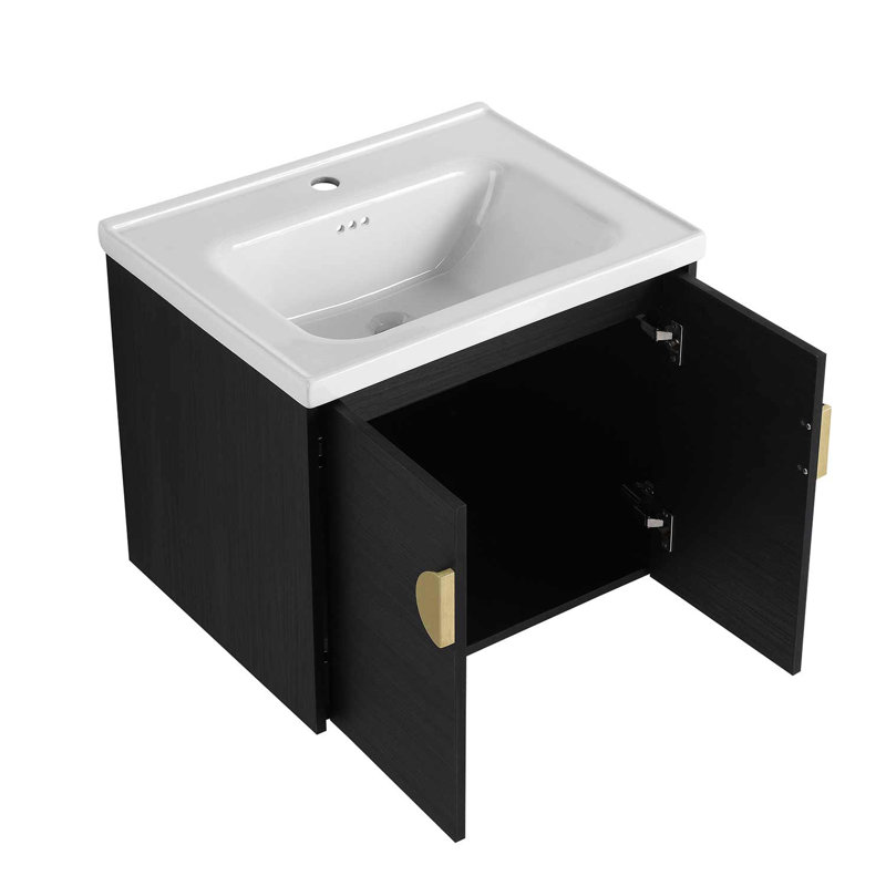 Meuble-lavabo simple mural avec plateau en céramique 23,8 po Kresha