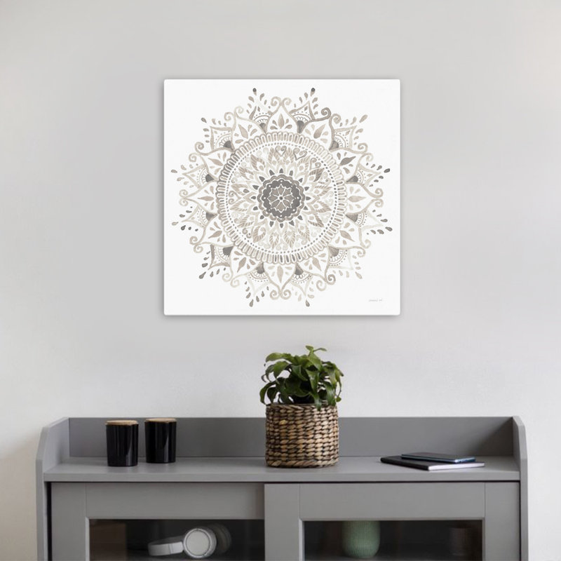 Mandala délice I, art bohémien neutre, H 18 po x l 18 po