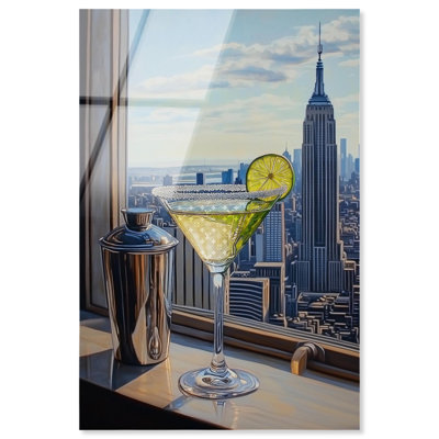 Art de chariot-bar en verre Classy Drink in NYC par Art Remedy, prêt à être suspendu