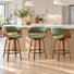 Modern Upholstered Swivel 26'' Counter Stools, Wood Kitchen Island Stools With Footrest