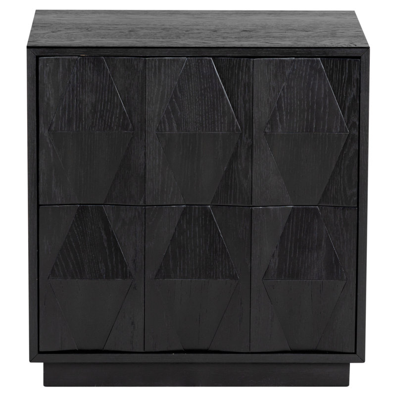 Riabelle Wood 2 Drawer Nightstand, Black