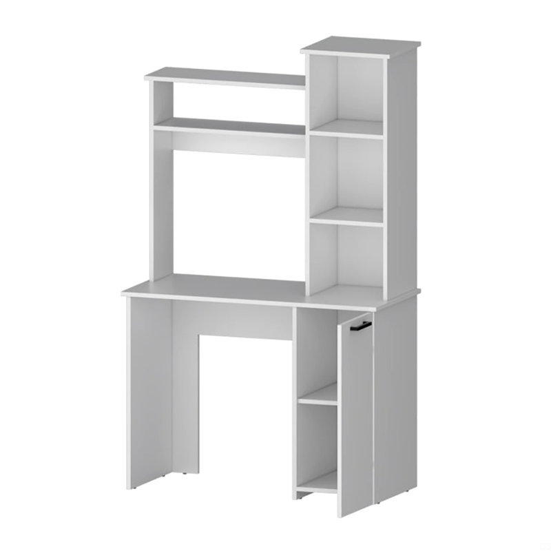 Bureau d'ordinateur à 3 tablettes de rangement, Blanc