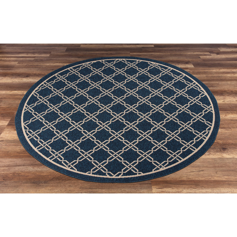 Tapis intérieur / extérieur bleu marine Wentzel, Rond 6 pi 7 po
