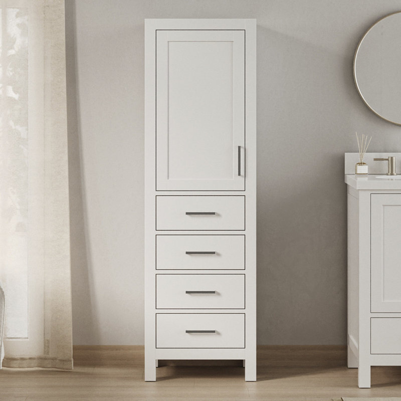 Armoire à linge en bois massif Amariani, Blanc