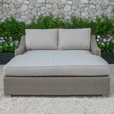 Highlandville 59'' Wide Straight Wicker Patio Daybed with Cushions