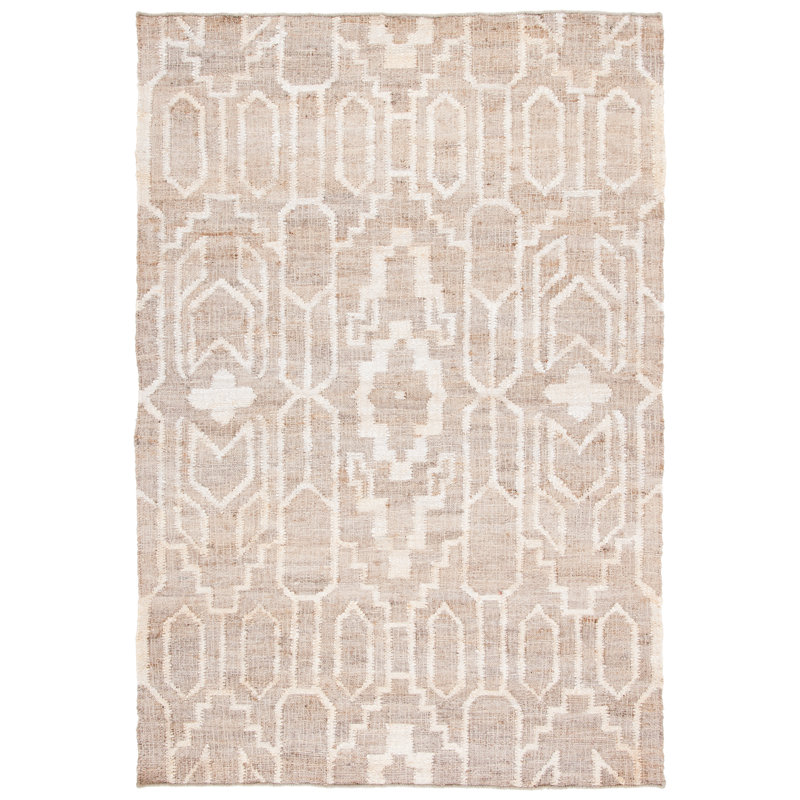 Artian Southwestern Flatweave Jute/Sisal Area Rug in Beige, Rectangle 3' x 5'