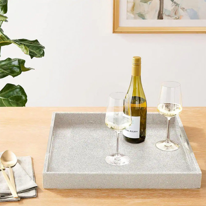 Plateau de table basse Beck, Blanc / gris / chrome