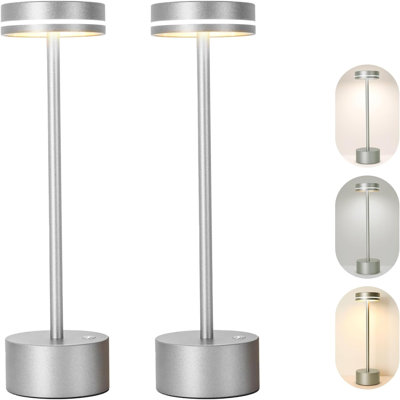 Paquet de 2: lampe de table sans fil, lampe de table de chevet pour chambre à coucher, lampe de bureau à DEL portative à piles 5000Mah, lampe tactile à intensité variable 3 voies USB C pour le salon, le bureau, la salle à manger