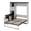 Lit escamotable double en bois avec bureau, tablettes et armoires de rangement
