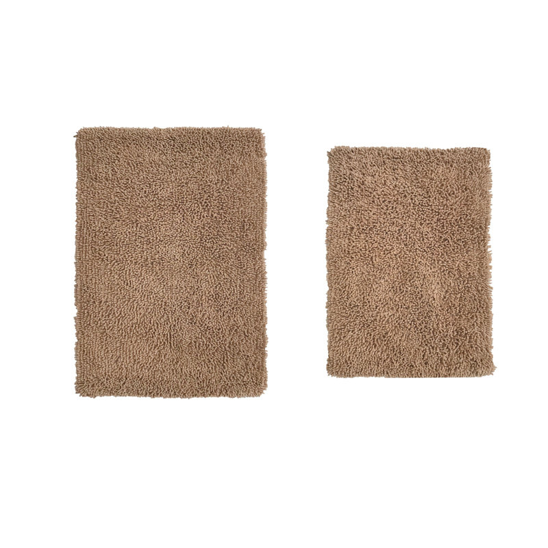 Ensemble de tapis pour salle de bain rectangulaire 100% coton 2 pièces Hearns (ensemble de 3), Lin