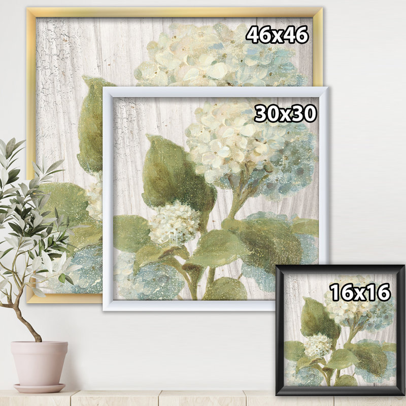 « goauche green fleur ii »-reproduction d’image sur toile, H 30 po x l 30 po x P 1 po, Cadre blanc