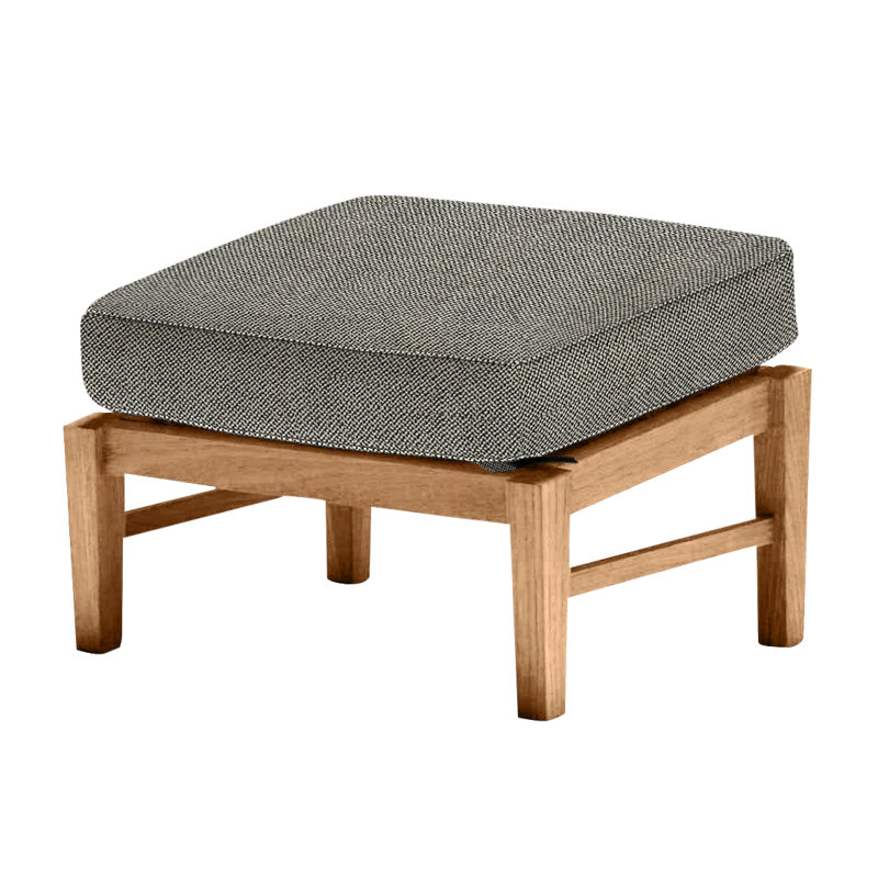 Croquet Outdoor Teak Ottoman with Cushion, Natural Teak, No Welt, Intermix Bark