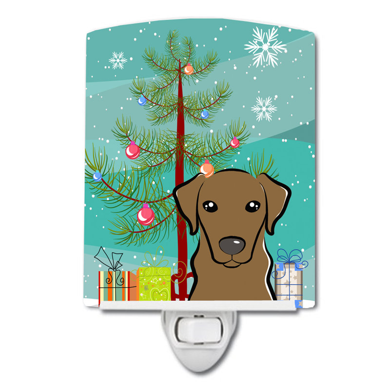 Éclairage de nuit en céramique et arbre de noël beagle, Labrador chocolat