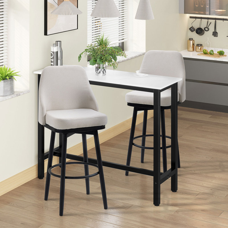 Tabouret de bar rotatif 29,5 po Annaleya, Gris clair