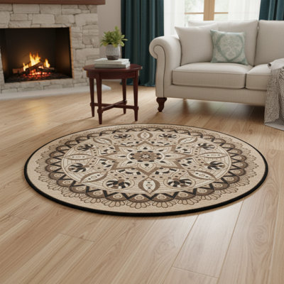 Washable Round Area Rug With Non-Slip Underside