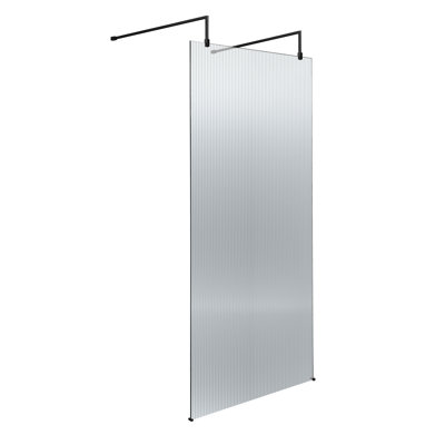 nuie 900mm Matt Black Fluted Wetroom Screen