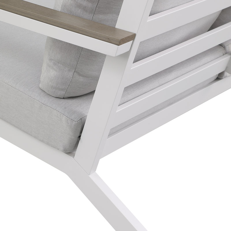 Landing 4 Piece Sofa Seating Group with Cushions, Snow White Frame/Light Gray Cushion