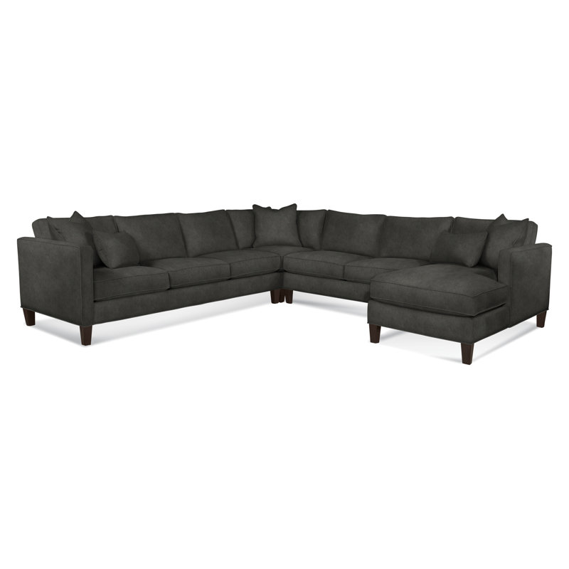 Sectional, Sunbrella Blue Pinstripe; 6205-64, Right Hand Facing, Java