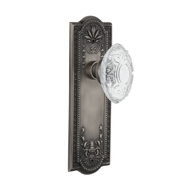 Meadows Plate with Crystal Victorian Knob, Antique Pewter, 2-3/8"