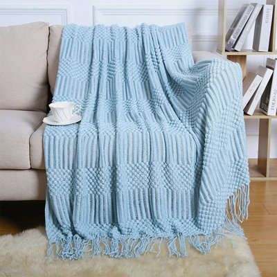 Jeté texturé à franges douces Aqua 50 po x 60 po