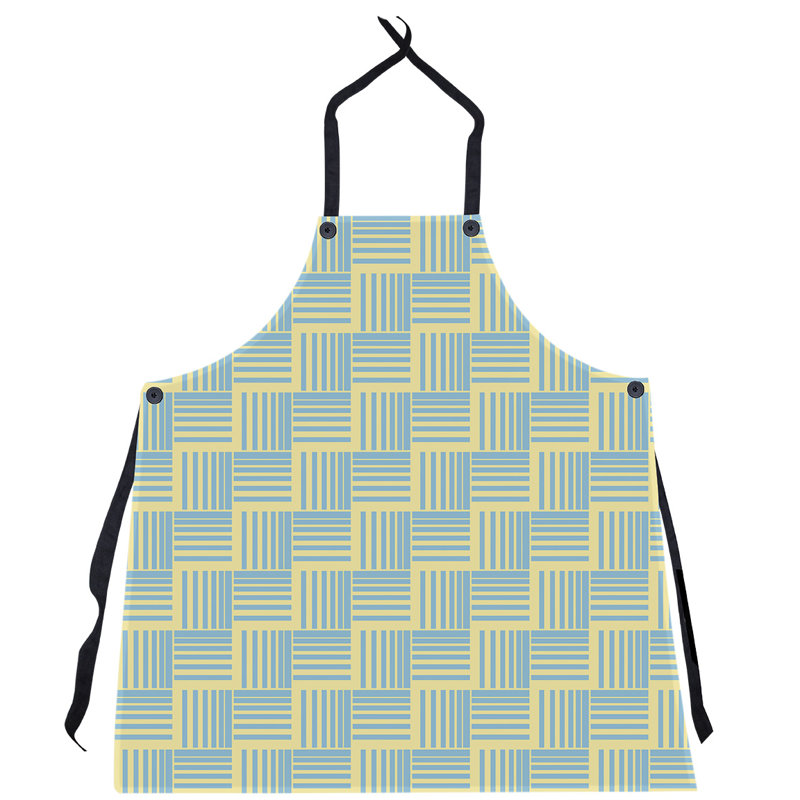 Tablier à rayures nattés classique, Jaune / bleu sarcelle