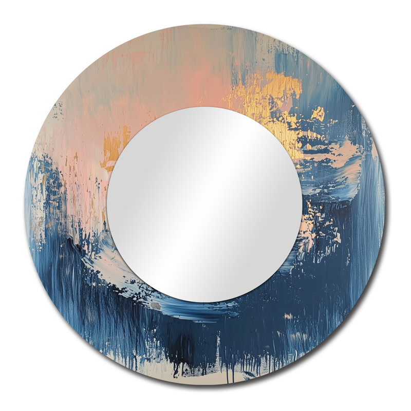 Minimalisme abstrait, formes abstraites dorées et décorations murales miroir - imprimé sur métal, 29 po x 29 po