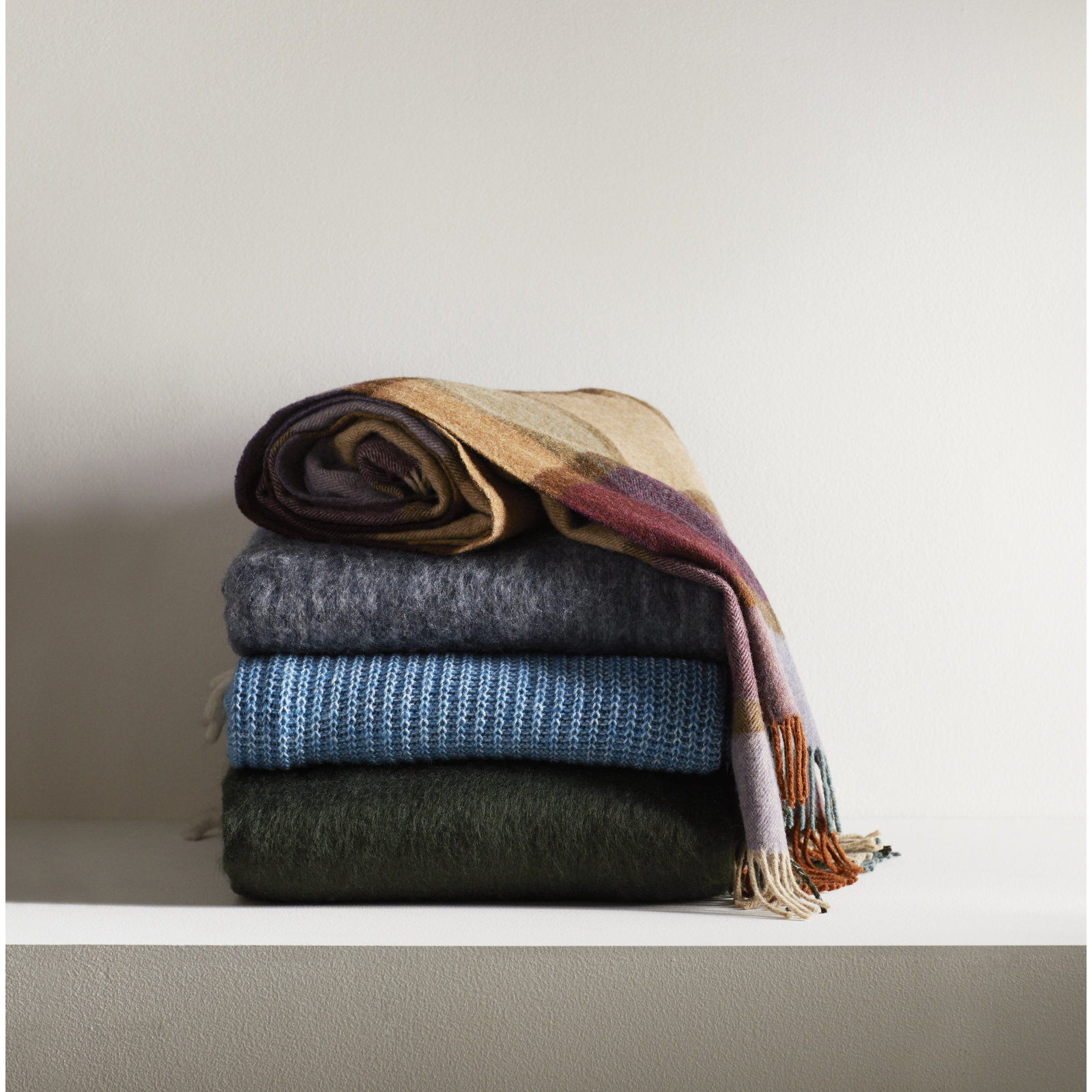 Jamilla Knit Wool Throw Blanket, Tourmaline